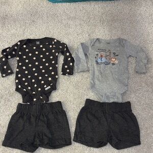 Carter's Black Star Bodysuit with Shorts